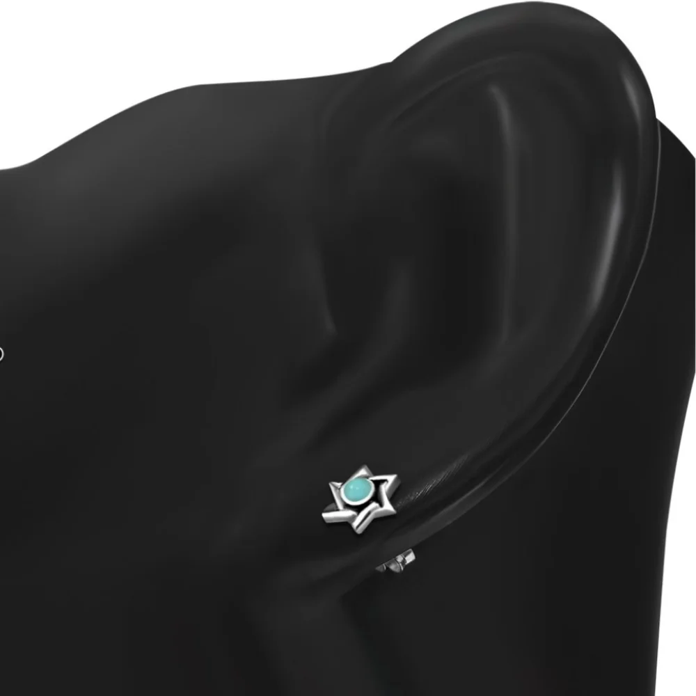 Turquoise Star of David Stud Earrings